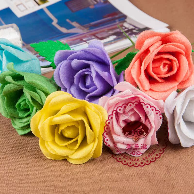 免裁剪 不织布手工布艺diy材料包 玫瑰花 盆栽装饰花束 仿真花