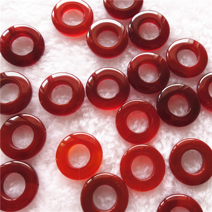 巴西天然红玛瑙圆圈 圆形空心手链吊坠手工diy饰品配件20mm