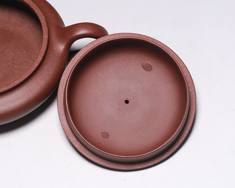 宜兴名家纯全手工紫砂壶【扁仿古】黄龙山原