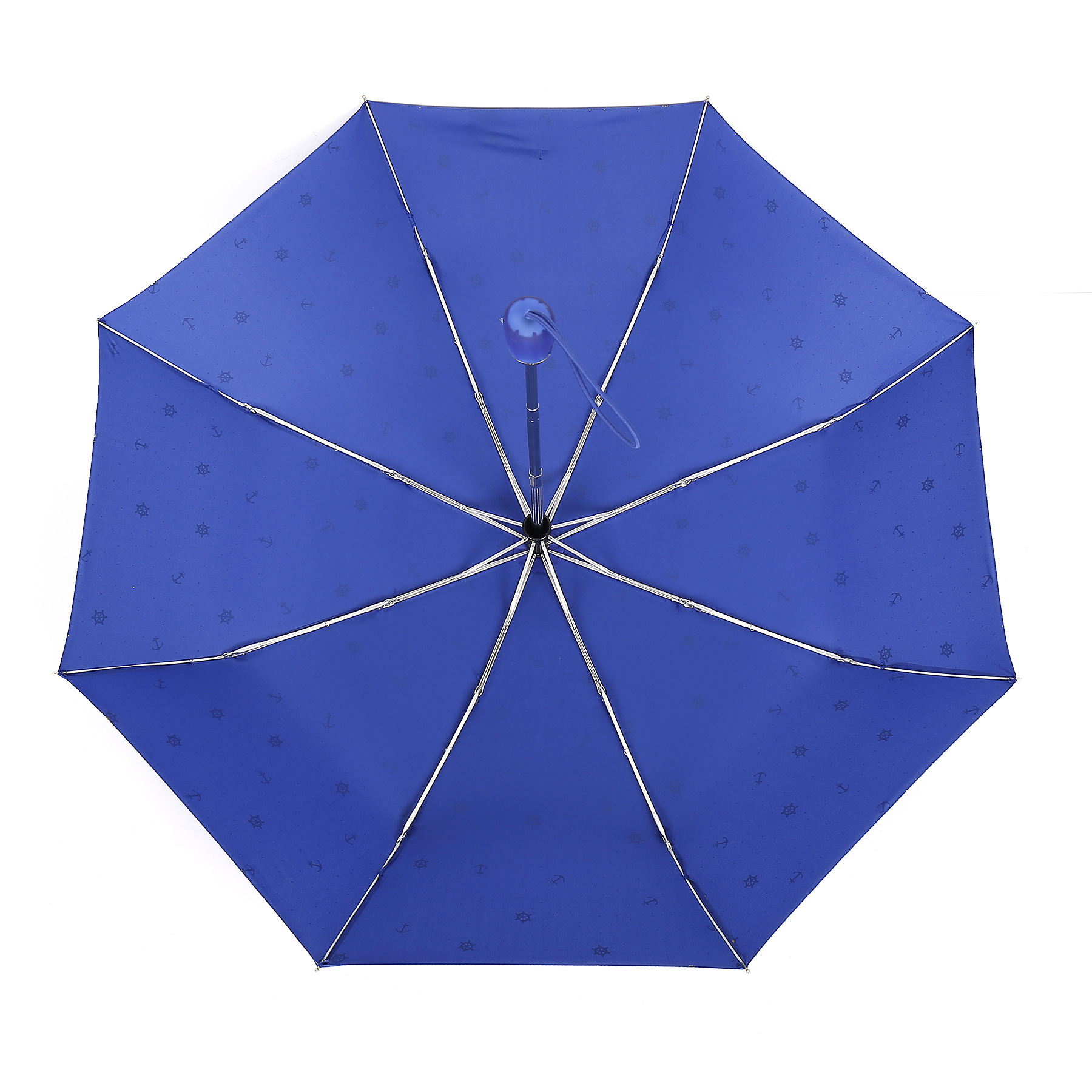 韩系小清新**烫金锚舵折叠自动遮阳伞防紫外线女士太阳伞晴雨伞-伞