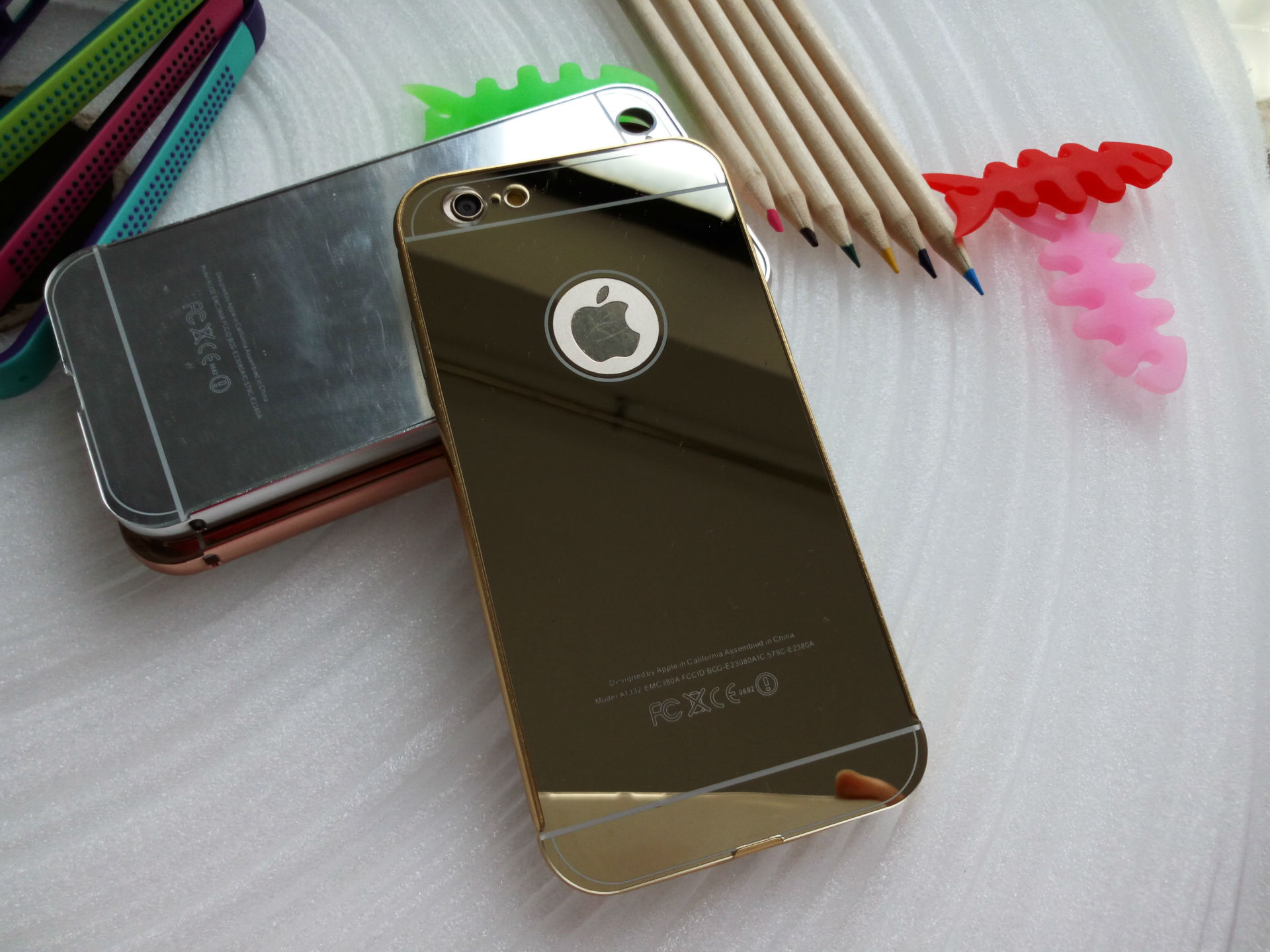 新款iphone6s plus 手机壳电镀金属边框 超薄玫瑰金镜面外壳