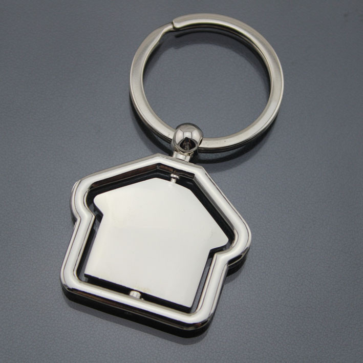 厂家现货供应/ 金属旋转房子钥匙扣/正反面可定制公司logo 二维码