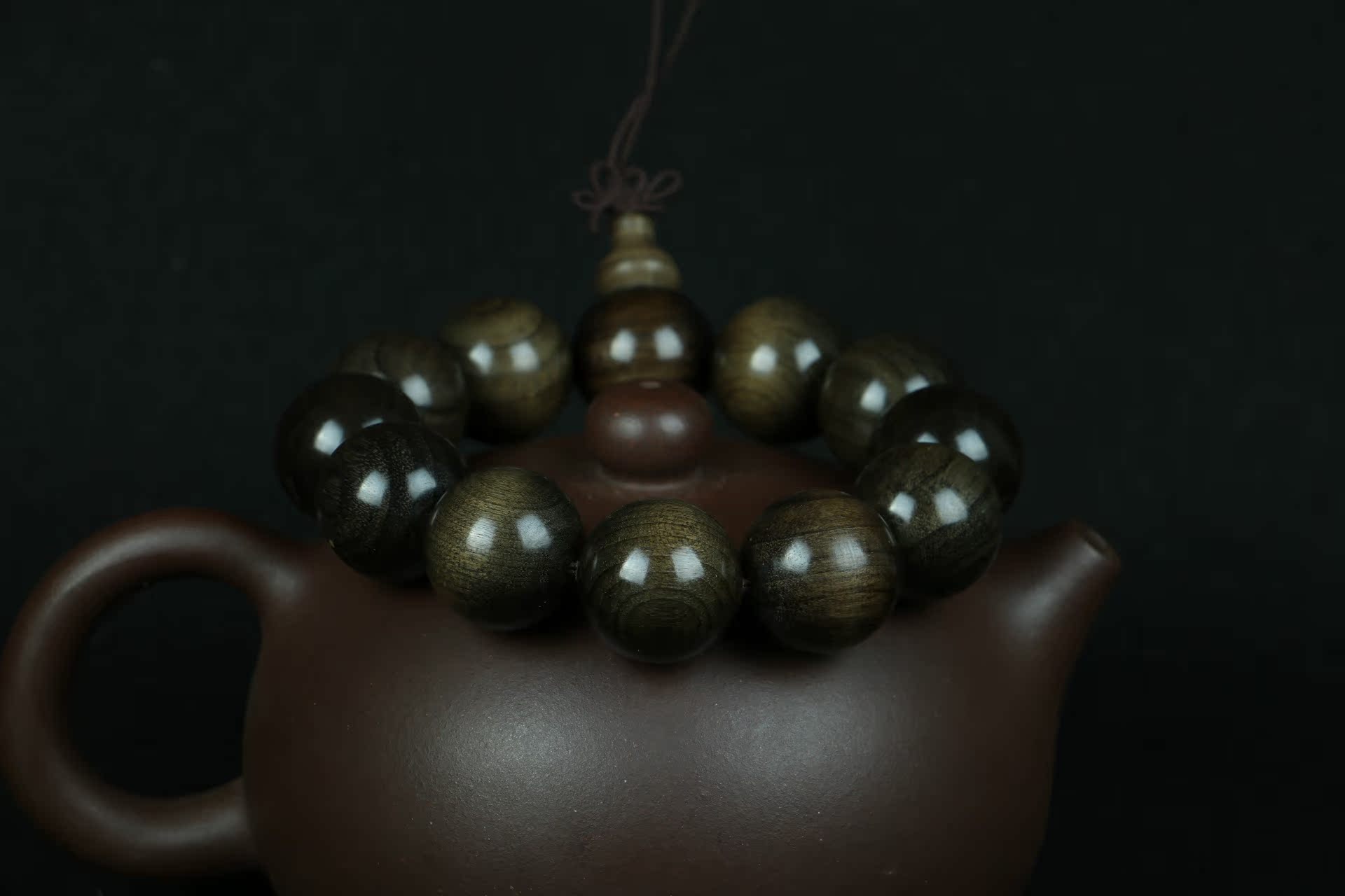 正宗四川乌木 阴沉木佛珠金丝楠手串12颗20mm手