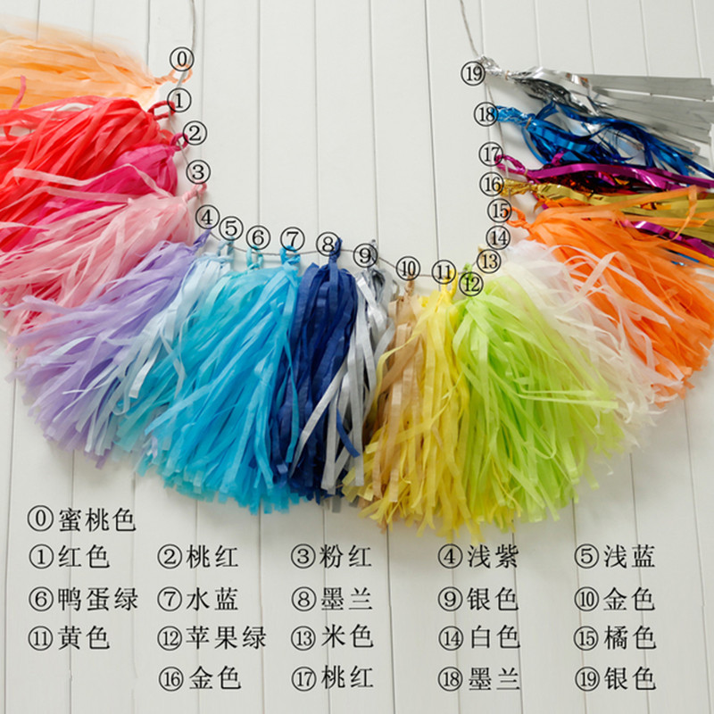 清仓婚礼装饰道具 派对纸流苏diy纸质多色生日拉旗长条流苏串