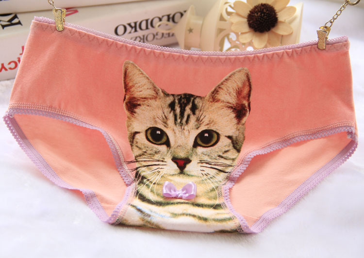 猫咪3d猫图案三角裤 个性猫咪女士内裤全棉 喵星人小猫内裤女c088