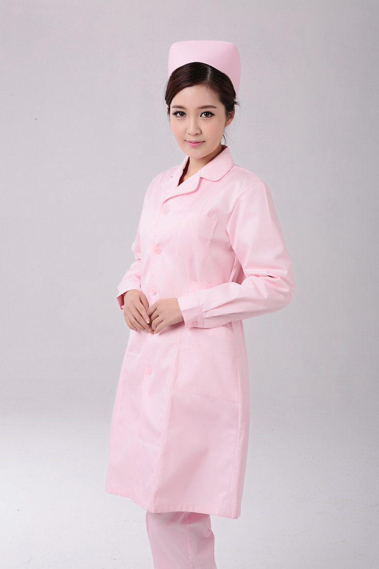 现货 白色韩版长袖护士服麻醉师服装前台导诊服加边修身护理服