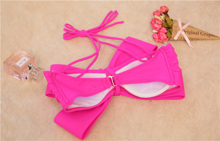 蝴蝶结钢托_2016新款女士比基尼三件套泳装裙