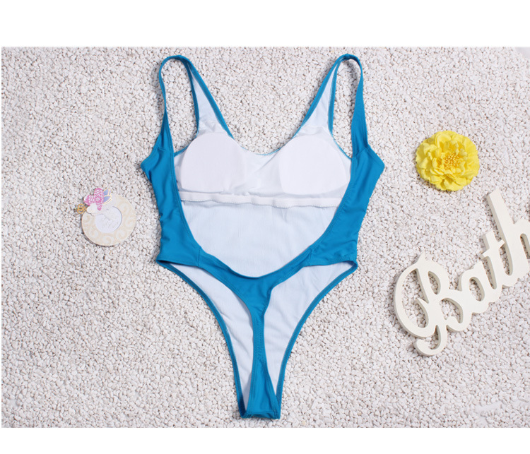 2016欧美连体三角丁字裤泳装女批发性感露背纯色温泉沙滩游泳衣