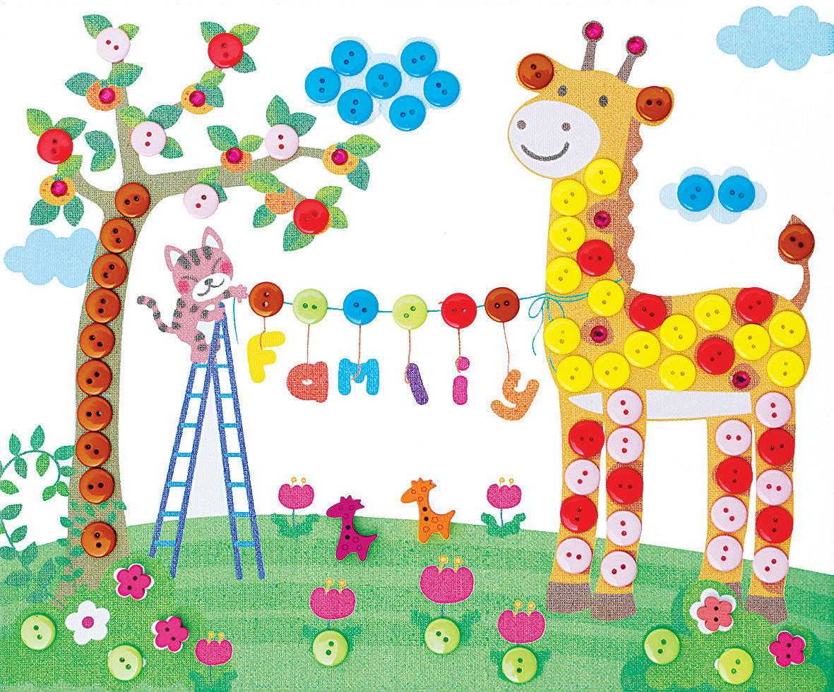 丑小丫木框纽扣画扣子画幼儿园儿童手工制作diy粘贴玩具材料包