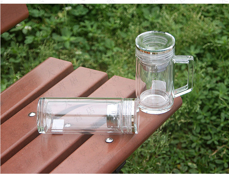 天旗双层玻璃杯耐热水晶底茶水杯子礼盒定制广告礼品杯印字印logo