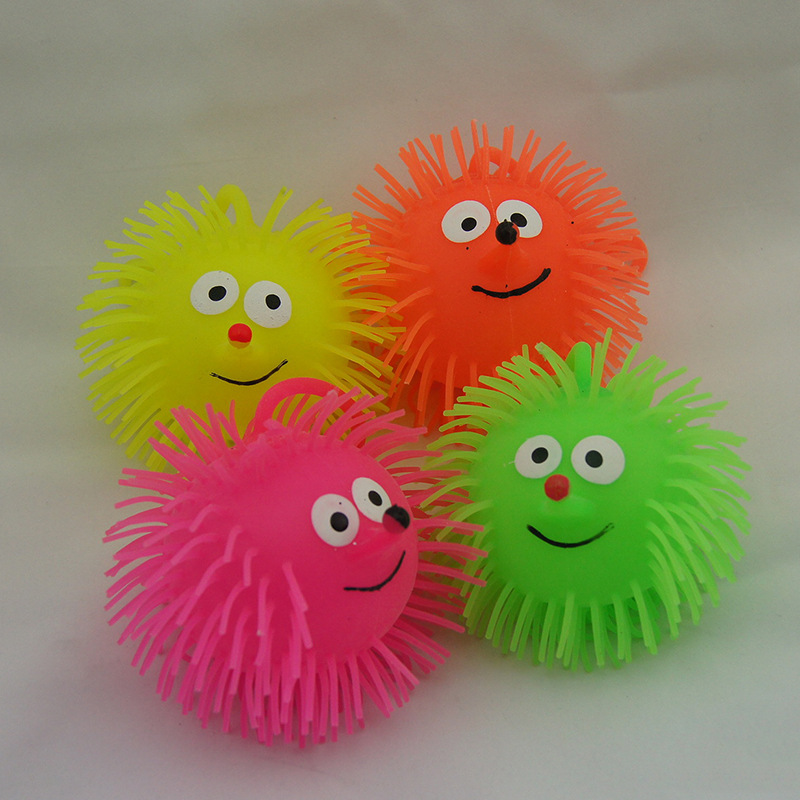 火爆畅销长鼻子闪光毛毛球 软胶闪光毛毛球 tpr玩具厂家批发
