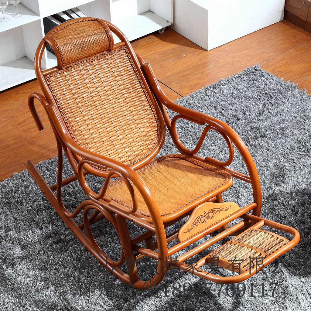 藤编摇逍遥椅老年人阳台室内藤椅休闲藤躺椅田园风格工厂直销