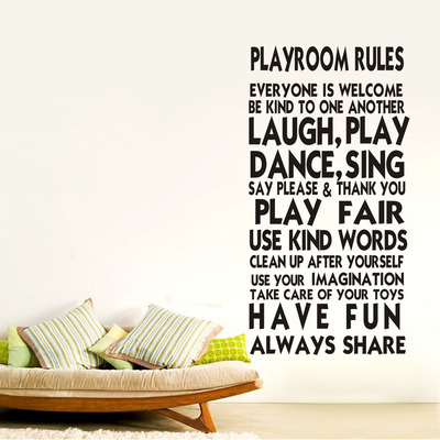 1187 playroom rules 英文家规 精雕手绘墙贴壁贴 亚马逊热卖款