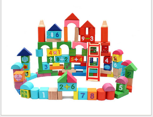 厂家直销木制100粒榉木数字积木儿童益智玩具