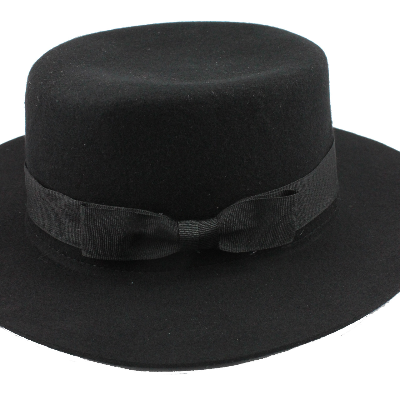 那英同款黑色绅士帽英伦平顶平檐羊毛呢小礼帽子男女秋冬季时装帽