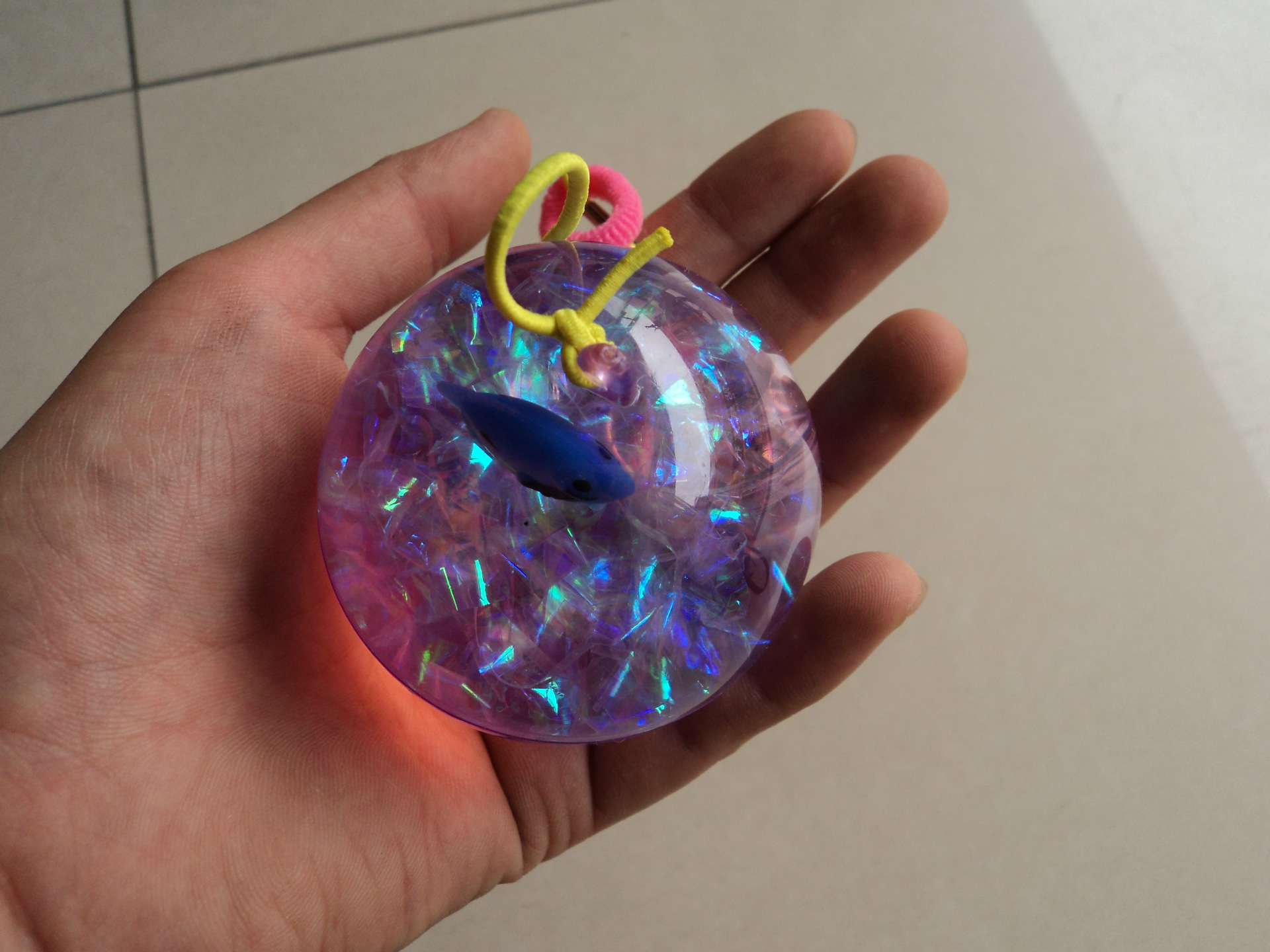 65号水晶弹力球闪光彩带跳跳球送拉绳地摊夜市玩具