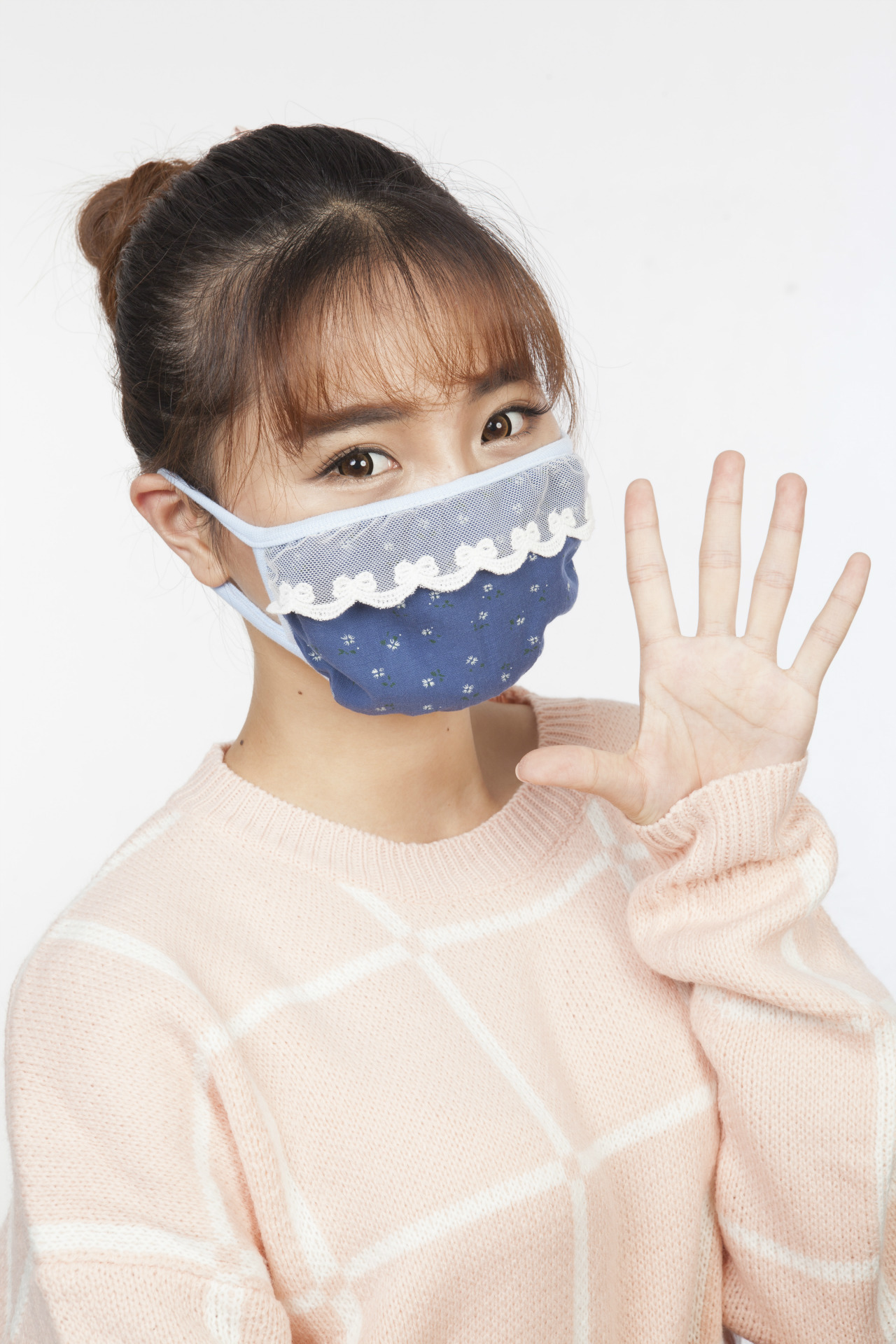 2015新款小狮子瑞恩女士蕾丝小花口罩 棉麻挂耳式口罩[k-5880]