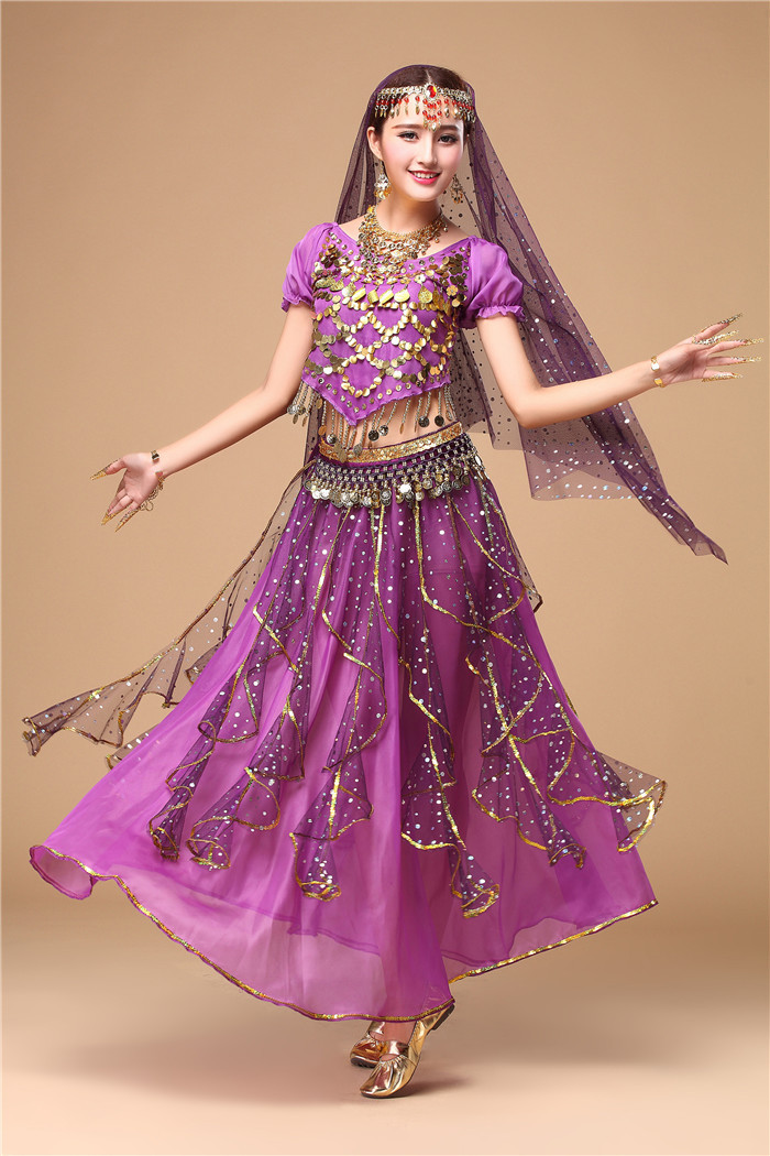 新款肚皮舞套装高档练习服 印度舞服装演出波浪裙 舞蹈表演套