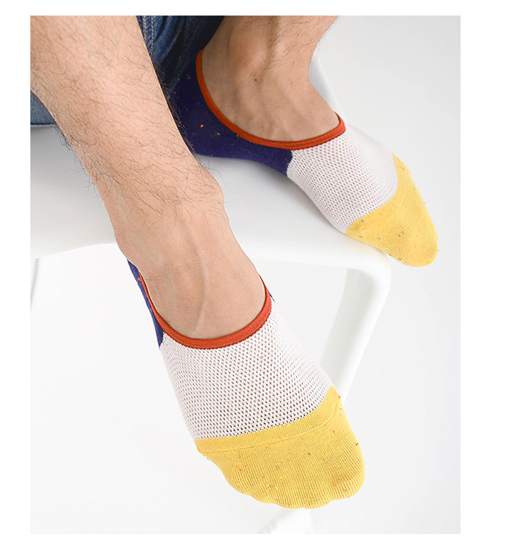 网眼男士船袜袜套浅口隐形袜低帮夏季棉袜子薄款拼色男袜采源宝