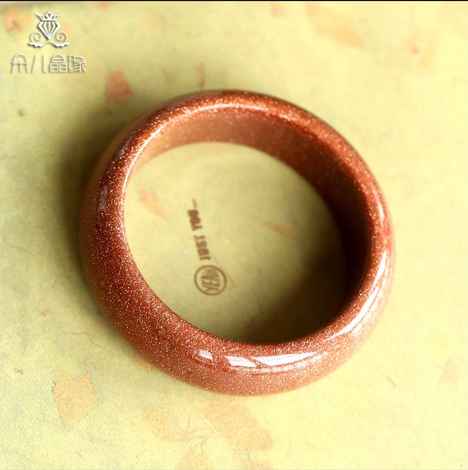 朵儿批发 天然金沙石手镯 闪闪发光 黄金沙石 加宽加厚