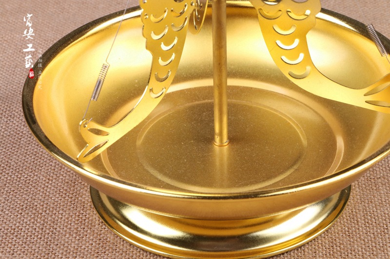 佛教用品 盘香架 金色合金三鱼建议香架 熏香架 台式香架 批发