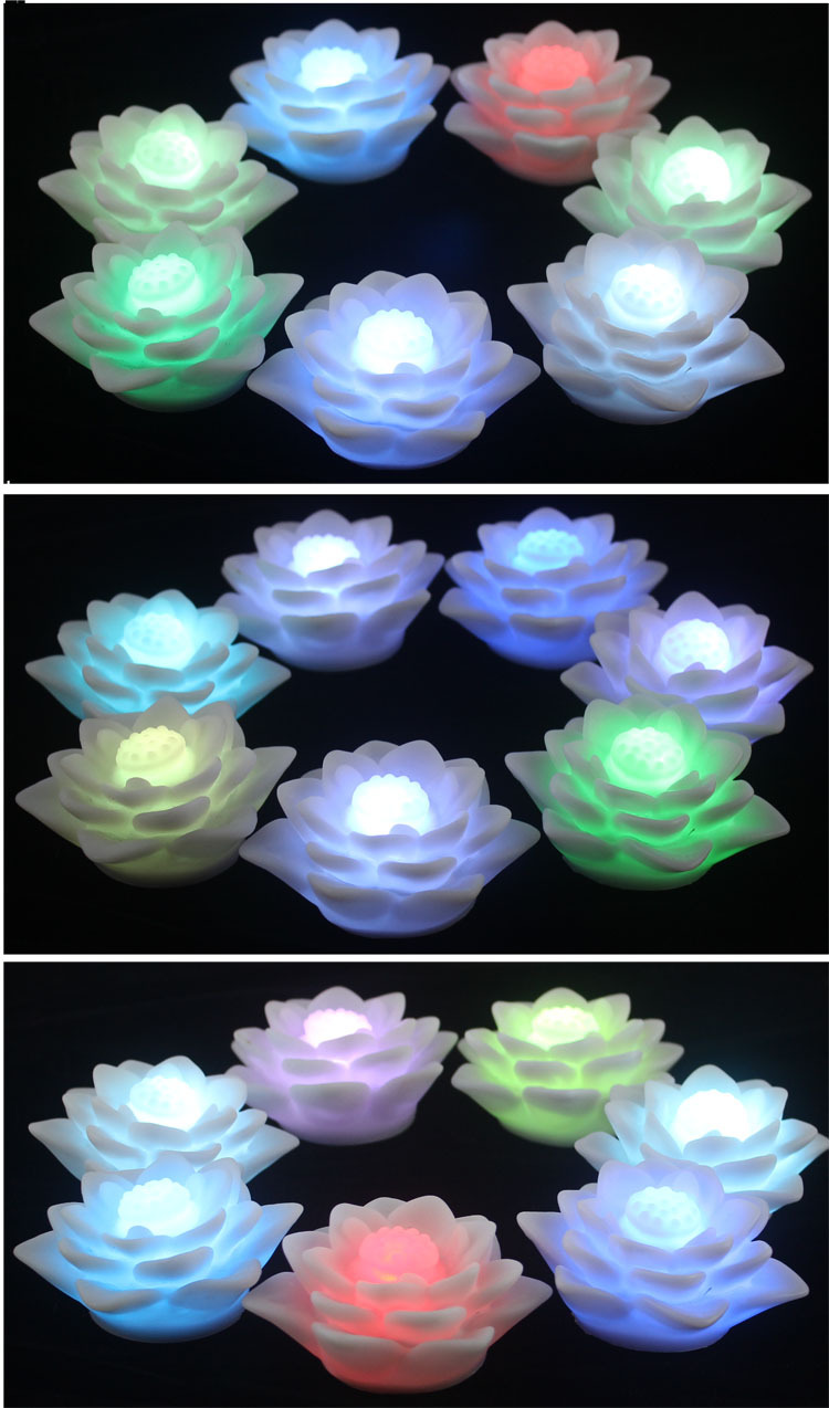 七彩渐变莲花灯/佛堂寺院节能小供灯/创意