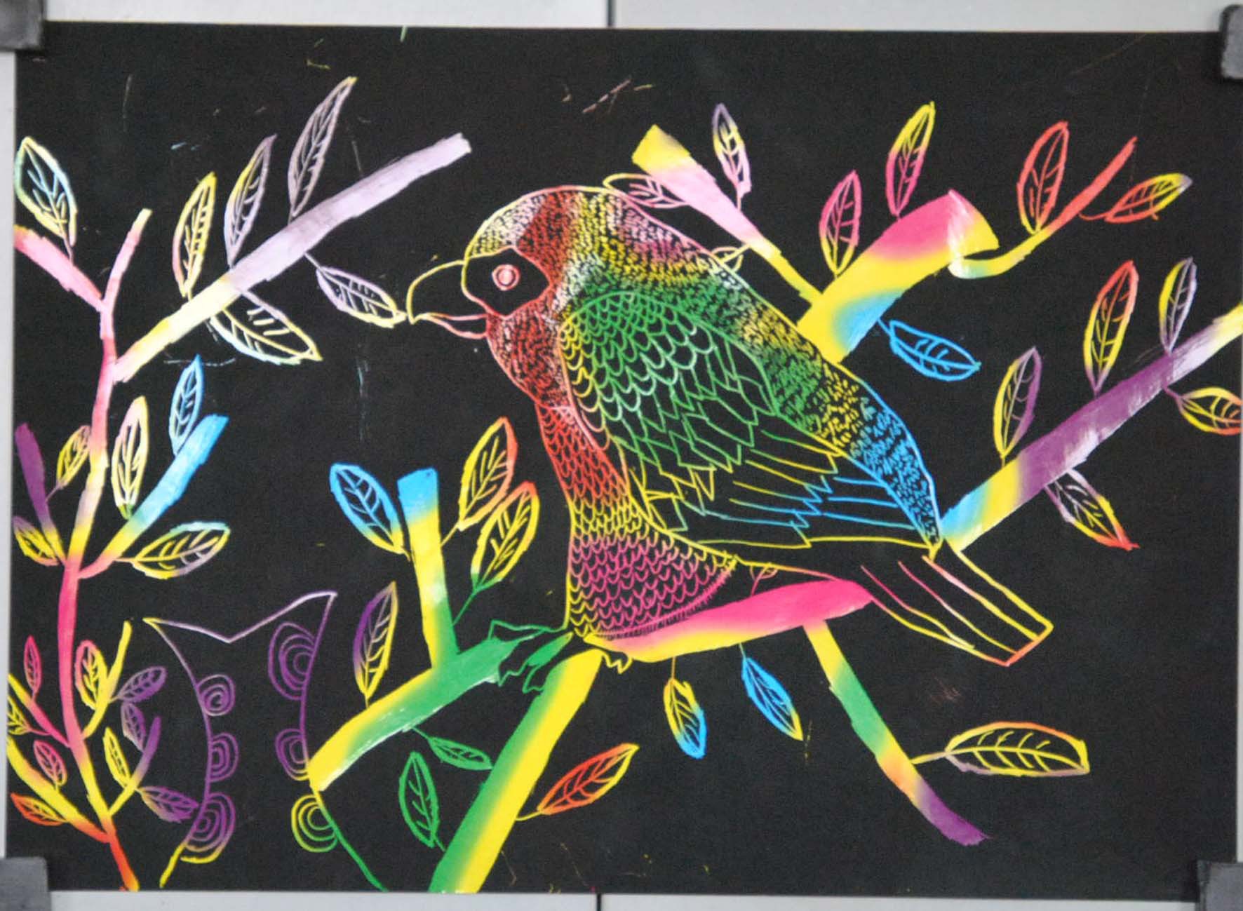 5张装儿童手工创意diy刮刮画 炫彩色刮画纸 黑色刮蜡纸 黑纸画具