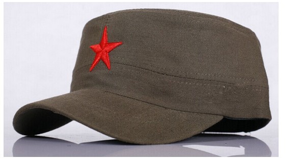 红五星军帽学生训练帽子平顶帽红军帽春夏季帽遮阳迷彩帽舞台演出-羽