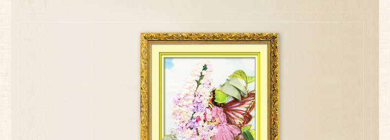 新款十字绣客厅卧室餐厅 印花3d丝带绣大幅挂画彩印花仙子