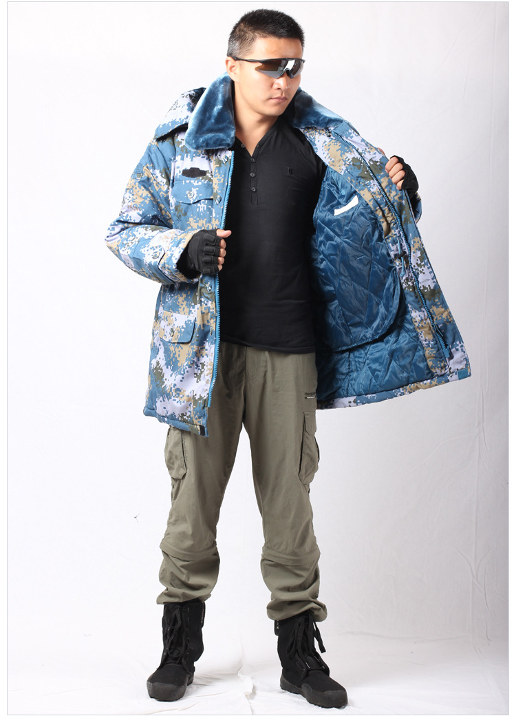 07海洋迷彩大衣数码海洋作训大衣防寒保暖棉衣防风防水迷彩军大衣