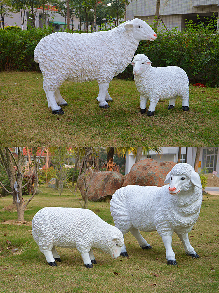 绵羊摆件氧化镁工艺品羊模型 草地装饰品景区景观雕塑场景小品