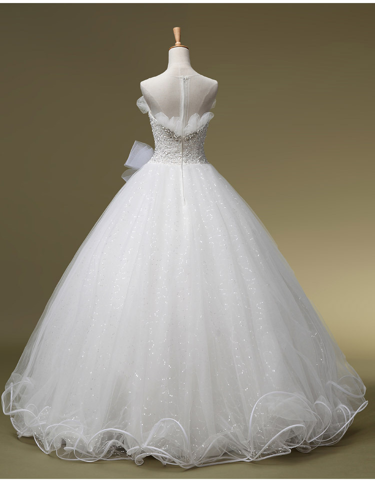 婚纱礼服新娘白色新款优雅奢华齐地双肩抹胸显瘦淑女 厂家直销