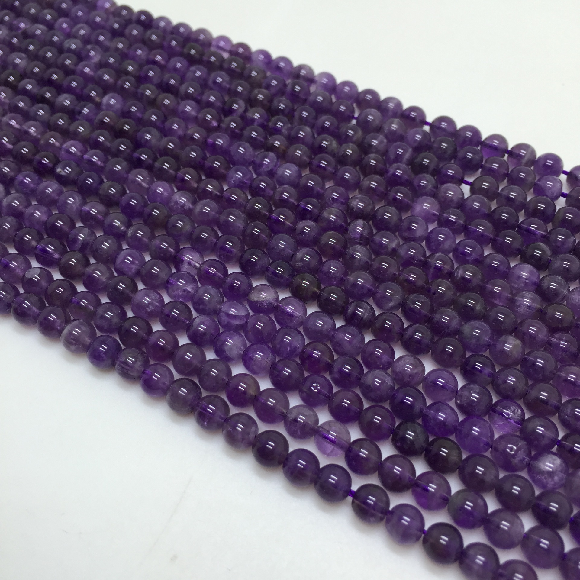 紫水晶长链可diy手链天然水晶乌拉圭紫水晶散珠5.5mm 40cm