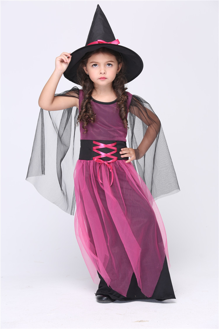 儿童cosplay人物,幼儿园cosplay服装diy 新品万圣节儿童表演服装巫婆套装演出服女巫爆款cosplay动漫扮演