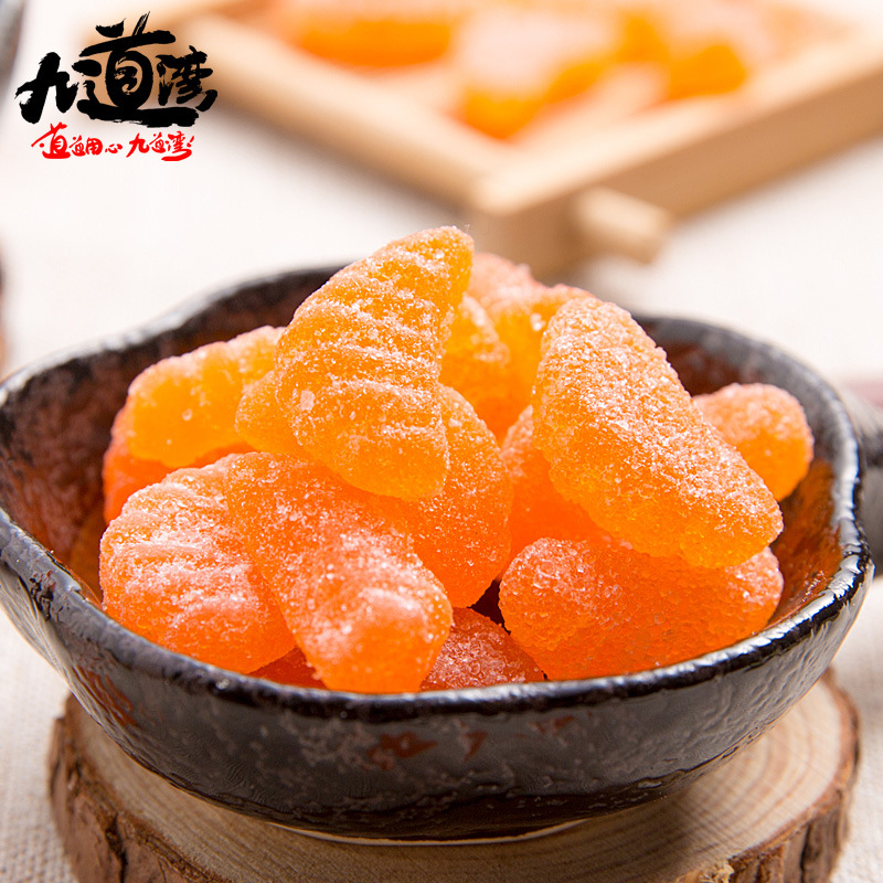 九道湾桔子味软糖140g 湖南特产 80后怀旧休闲零食 厂家整箱批发