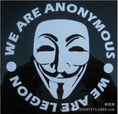 欧美热销weareanonymous车贴黑客组织匿名者面具诡异笑脸车贴