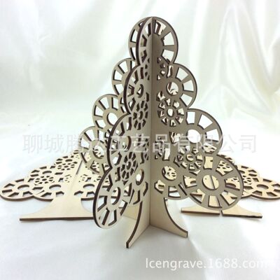 圣诞节装饰用品木制工艺树木板雕刻工艺品激光雕刻工艺树创意礼品