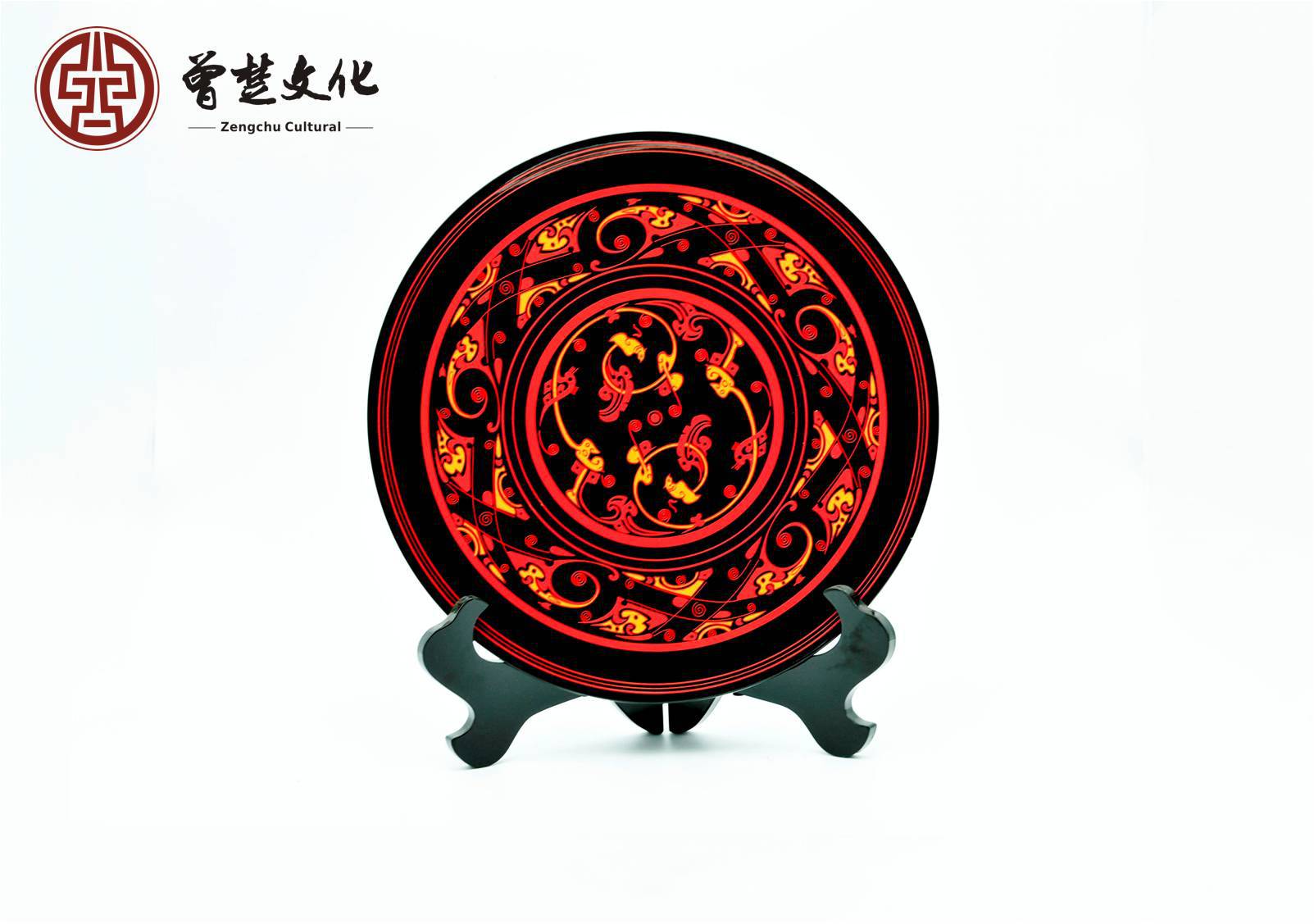 高档漆器工艺品 精品装饰 纯手工漆器 婚庆道具 彩绘龙凤纹漆盘