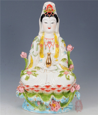 陶瓷佛像批发 陶瓷观音像 观音佛教用品摆件 佛教工艺