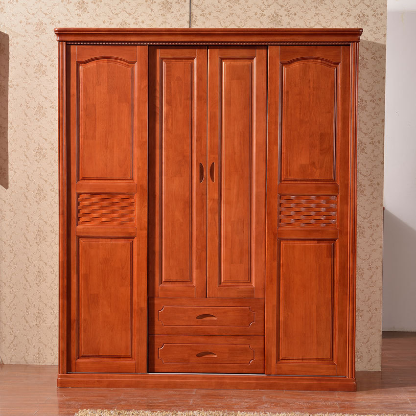 橡木衣柜 实木衣柜 卧室套房系列 四门推拉衣柜416 - 家具批发交易网
