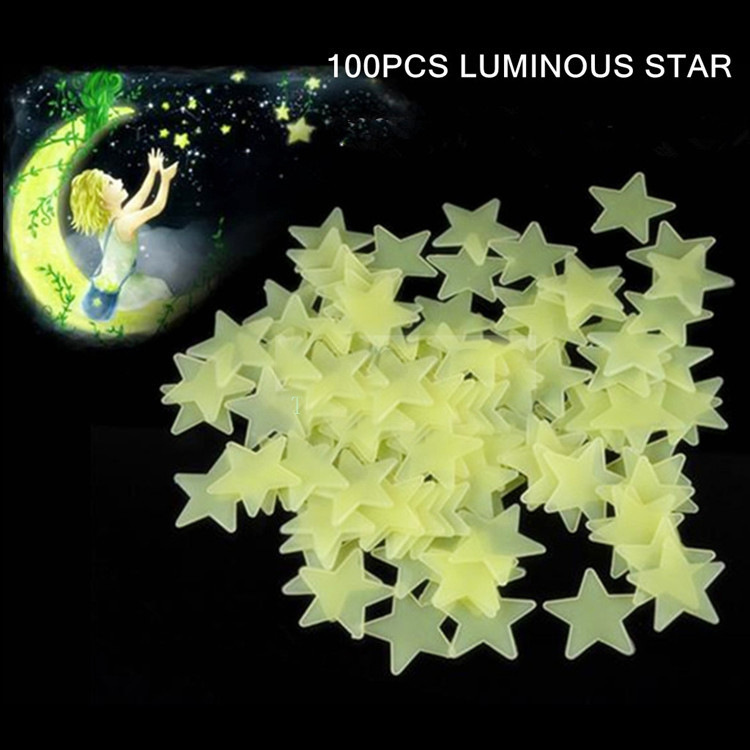 夜光贴幸运星星许愿荧光星星发光立体墙贴装浪漫温馨情人节礼物