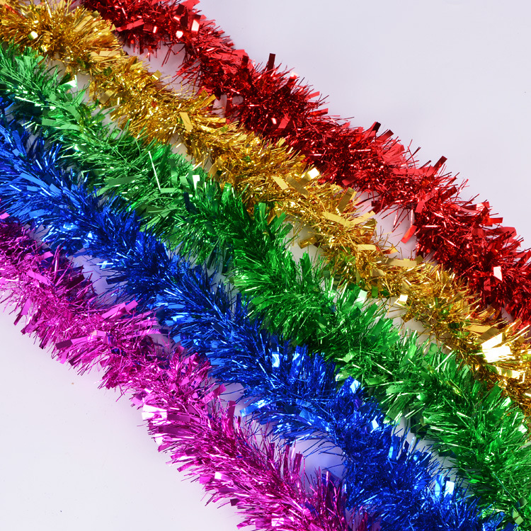 2米高档加厚圣诞彩色毛条拉花 圣诞节日装饰彩带彩条