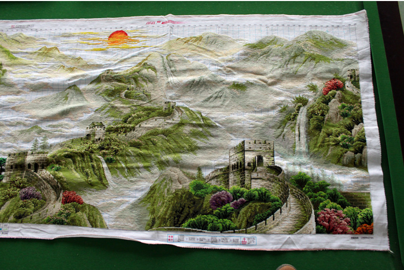 十字绣 成品 绣好的长城图十字绣 纯手工