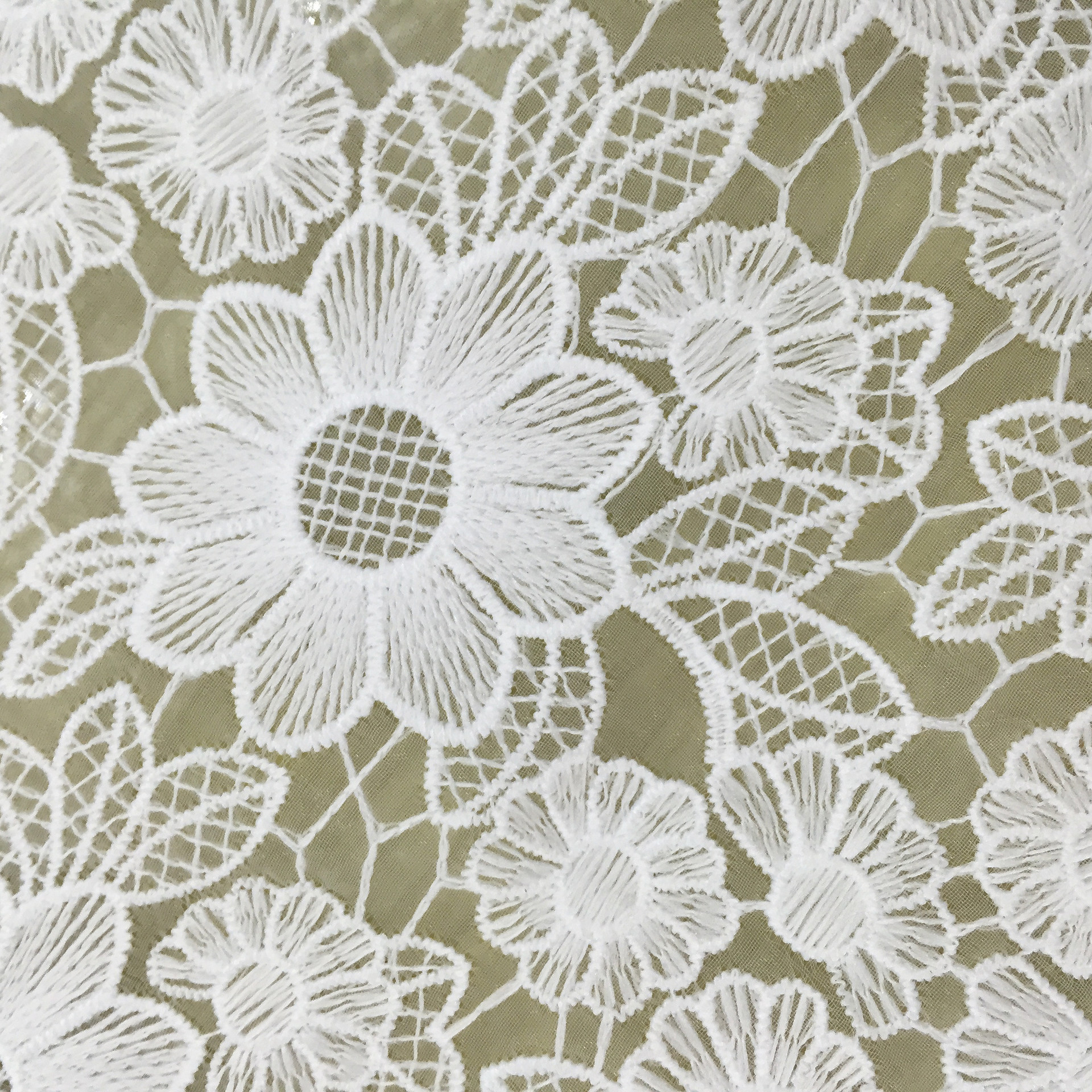 厂家直销水溶蕾丝面料 牛奶丝特色花纹满幅刺绣 diy花边辅料