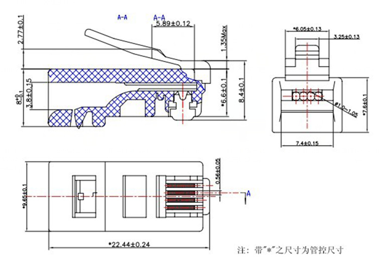 厂直销【特制】电话水晶头/加长6p4c水晶头/rj11加长电话水晶头
