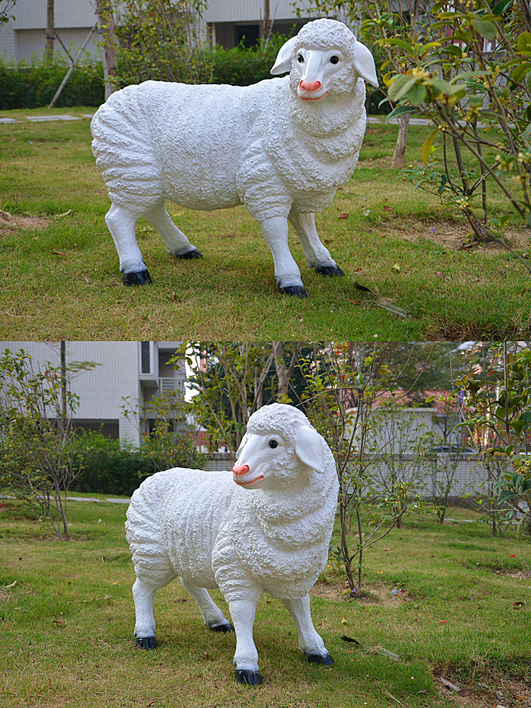 绵羊摆件氧化镁工艺品羊模型 草地装饰品景区景观雕塑场景小品