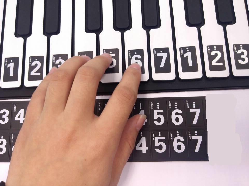 88键专业黑白钢琴键贴纸61电子琴键盘 手卷钢琴键贴49键数定简谱