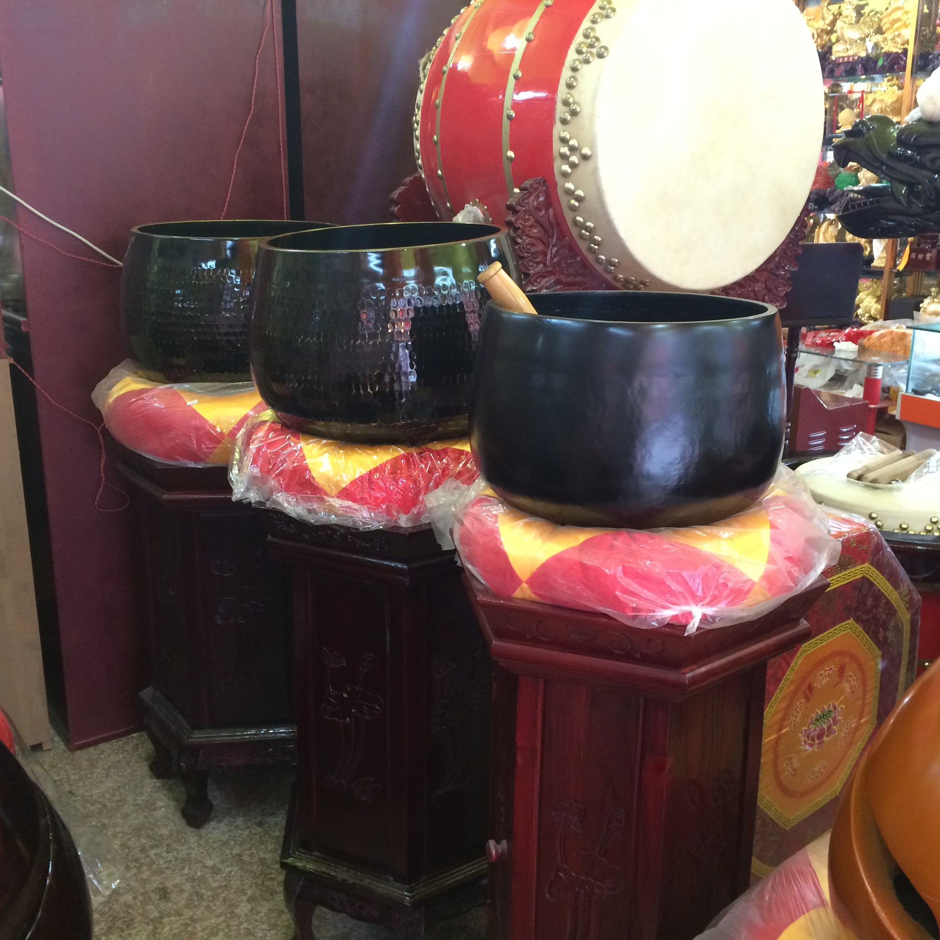 义乌厂家直销寺庙法器国产14寸到32寸黑铜磬/铜庆台湾法器加厚