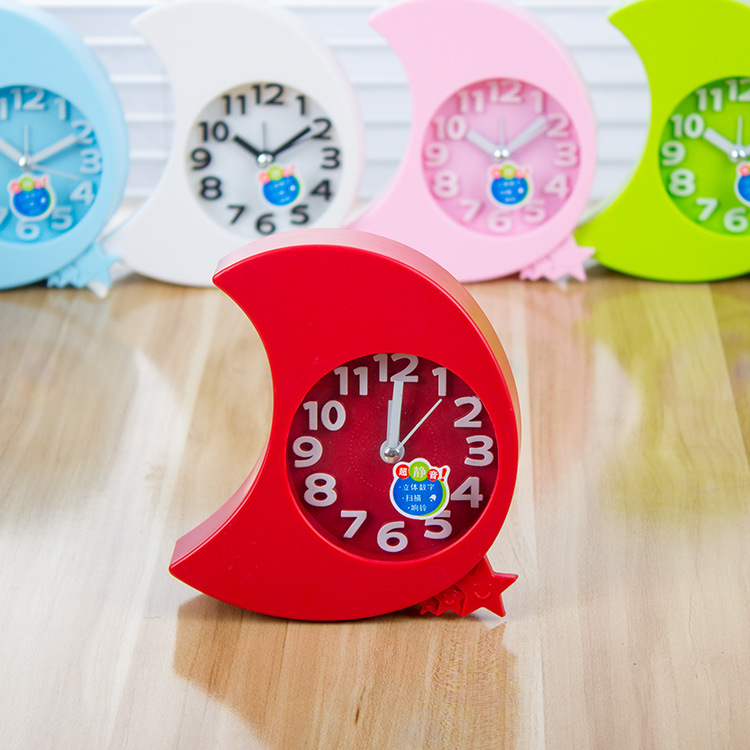 创意型韩版 立体数字 学生闹钟 月亮静音小闹钟