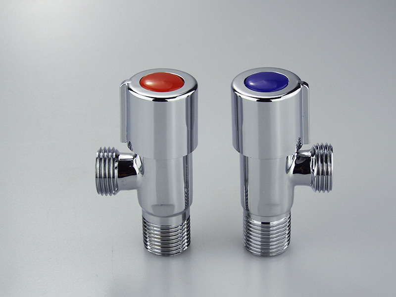 圆头红蓝扣角阀 三角阀 马桶角阀 全铜 冷热水进水开关 oem